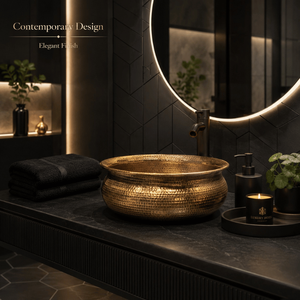 Handcrafted Hammered Copper Vessel Wash <b>Basin</b> <b>Round</b> Countertop Bathroom Sink Antique Finish Luxury Artisan Copper <b>Basin</b> for Home - Product Image 2