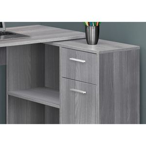Modern Contemporary 46\"L Home Office <b>Corner</b> Computer <b>Desk</b> with Storage Drawers <b>Grey</b> Laminate for Work and Laptop Use - Product Image 3