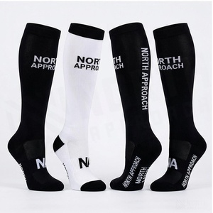 North Approach <b>Knee</b> <b>High</b> <b>Socks</b> Black White Breathable Soccer Football <b>Socks</b> for Adults Summer Season - Product Image 3