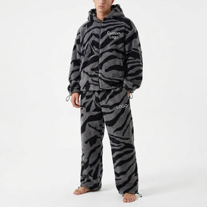 Men Fleece Tracksuit Set Custom Logo Hooded <b>Sweatshirt</b> Jogger Set Winter Warm Streetwear 2 Piece Warm Tracksuit - Product Image 1
