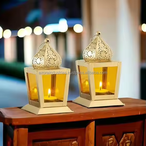 Bougeoir en métal fait à la main fer métal lanternes suspendues fleur jaune maison mariages fêtes - Product Image 3