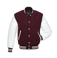 Veste universitaire personnalisée 2024 avec corps en laine et manches en cuir véritable, col montant en toile, veste d'hiver de style Letterman