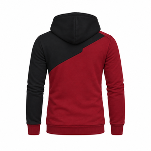 Custom Men's Red <b>Black</b> Color Blocking Hooded Sweatshirt Pullover Hoodie Cotton <b>Fleece</b> for Clothing Brands Logo Print Wholesale - Product Image 5