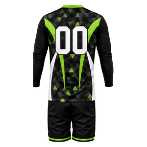 Uniforme de Voleibol Sublimado Negro y Verde para Hombre, Conjunto Deportivo de Manga Larga de Poliéster para Entrenamiento y Partidos de Equipo - Product Image 3