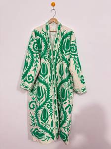 Kimono Unisex de Algodón Suzani, Largo, con Mangas Largas, Cuello en V, Cierre con Cordón, Estilo Clásico, Tejido Suave, Estampado Floral - Product Image 2