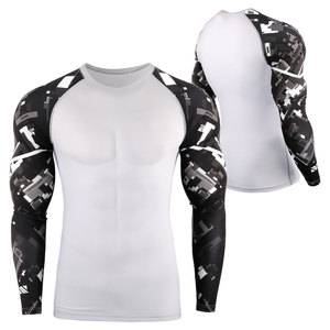 เสื้อแรชการ์ดแขนยาวสีขาวสำหรับผู้ชาย พิมพ์ลายแบบซับลิเมชั่น แห้งเร็ว ผลิตจากโพลีเอสเตอร์ เหมาะสำหรับว่ายน้ำ เสื้อสำหรับผู้ใหญ่ - Product Image 3
