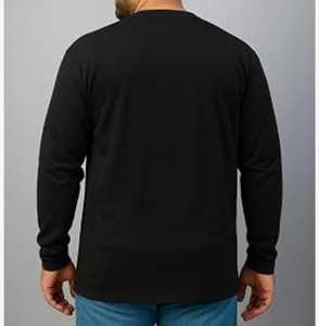 Men's <b>Black</b> <b>Long</b> Sleeve <b>T</b>-<b>Shirt</b> Solid O-Neck Regular Fit Casual Knitted Tee - Product Image 1