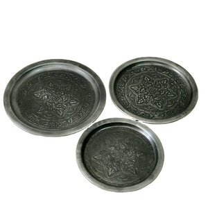 Plateau de service rond personnalisé avec Logo, plateau à bijoux en métal coloré, ensemble de 3 plateaux noirs pour la décoration de Table, Offre Spéciale Ins - Product Image 1