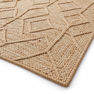 Tapis rectangulaire vintage personnalisé 100 % jute écologique 5x7 pieds beige naturel motif jacquard lavable en machine à poils moyens - Product Image 2