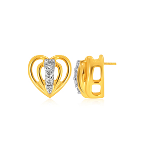 Pendientes de Diamantes en Forma de Corazón de Oro Amarillo para Mujer, Corte Baguette Cónico, Diamantes Cultivados en Laboratorio, Color G, Románticos para Uso Diario - Product Image 3