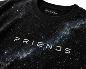 เสื้อยืดผู้ชาย Galaxy Print ผ้าฝ้าย 100% เป็นมิตรกับสิ่งแวดล้อม ทรงโอเวอร์ไซส์ แขนสั้น คอกลม ดีไซน์ถักแบบลำลอง - Product Image 5