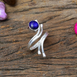 Blue <b>Lapis</b> <b>Lazuli</b> Gemstone <b>Ring</b> 925 Sterling Silver Royal Blue Stone Anniversary Wedding Birthday Gift <b>Ring</b> - Product Image 3