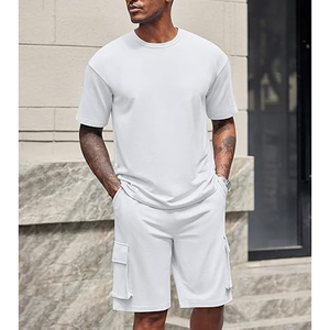 Fabricante de Conjuntos de Camiseta y Pantalones Cortos Personalizados para Hombre, Algodón, 2 Piezas, Verano, Casual, OEM, Marca Privada - Product Image 2