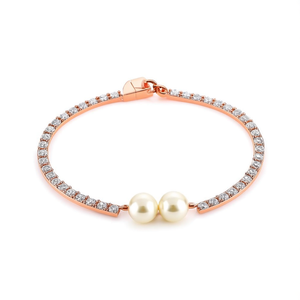 Ruby Floral American Diamond <b>Copper</b> <b>Bangles</b> with Zircon and Pearl - Product Image 2