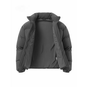 เสื้อแจ็คเก็ตพัฟเฟอร์สีเทาสำหรับผู้ชาย คอสูง อุ่นหนาสำหรับฤดูหนาว ทรงเข้ารูป ซิปหน้า สไตล์ลำลอง เหมาะสำหรับใส่เที่ยวข้างนอกและสตรีทแวร์ - Product Image 3