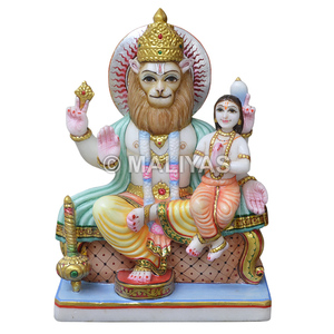 Estatua de Lord Narasimha con Bhakta Prahlad en Mármol |   Murti de Narasimha Prahlad Hecho a Mano – MALIYAS - Product Image 1