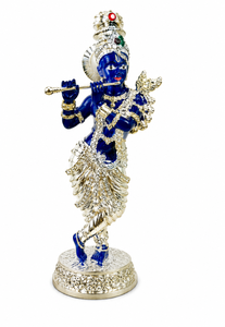 Ídolo de Krishna Hecho a Mano en Plata 999 con Diseño Art Deco Premium, con Flauta, para Templo en Casa y Decoración Espiritual de Lujo, Bodas y Diwali - Product Image 5