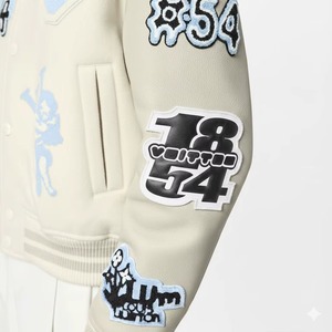 Custom Embroidered <b>Leather</b> <b>Jacket</b> Vintage Biker Coat Premium Genuine <b>Leather</b> OEM ODM Wholesale Sample Service - Product Image 4