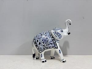NIRMALA HANDICRAFTS Handcrafted Blue Pottery Aluminum <b>Elephant</b> Statue | Art Deco Animal <b>Decorative</b> Home Figurine | Indian Art - Product Image 2