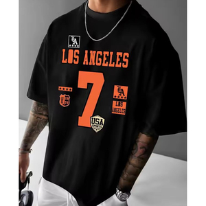 Camiseta Personalizada de 250 g/m² con Hombros Caídos, Diseño Gráfico, de Algodón de Lujo, Estilo Urbano, Holgada, para Hombre - Product Image 1