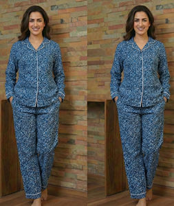 Traje de Noche para Mujer de Algodón Tejido Térmico con Índigo Tradicional y Bordado a Máquina, Venta al por Mayor en India - Product Image 4