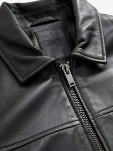 Veste en cuir naturel pour hommes et femmes Premium YKK Zip avec doublure en polyester Vestes OEM cousues de qualité fabriquées à la main - Product Image 5