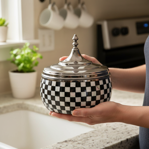 Casserole de service en bois de luxe du Golfe avec couvercle en acier inoxydable |   Chauffe-plat pour fondue artisanal de designer, bol de service, ustensile de cuisson - Product Image 4