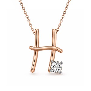 Colgante de Diamante Solitario en Oro de 10K/14K, Colgante con Letra H y Diamante Cultivado en Laboratorio de Corte Redondo con Cuatro Puntas, Colgante de Lujo - Product Image 5