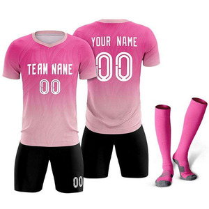 Conjunto de Uniforme de Fútbol Sublimado Personalizado OEM para Hombre, Camiseta de Fútbol Rosa Ombre, Pantalones Cortos, Calcetines, Traje de 3 Piezas - Product Image 1