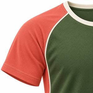 Men's Green <b>Raglan</b> <b>Sleeve</b> <b>T</b>-<b>Shirt</b> Regular Fit Quick Dry Sporty O-Neck Short <b>Sleeve</b> Knitted Polyester Jersey - Product Image 4