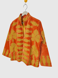 เสื้อแจ็คเก็ตคอจีนผ้ากำมะหยี่ปักลายดอกไม้ด้วยมือ แขนยาว สำหรับผู้ใหญ่ ใส่ได้ในฤดูใบไม้ร่วง ไซส์พลัสสำหรับผู้หญิง - Product Image 3
