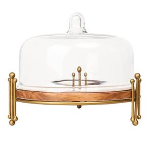 Support à gâteau en bois luxueux à plateau arrondi avec support doré, vaisselle décorative, support à gâteau en bois artisanal - Product Image 6