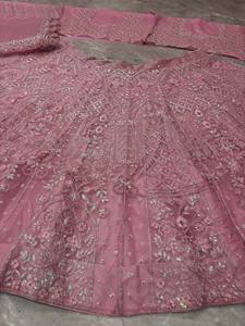 New Trending Indian Designer 4 Meter Flared Premium <b>Net</b> Lehenga Choli Dress with Sequins Work Canvas Layers Wedding Partywear - Product Image 4