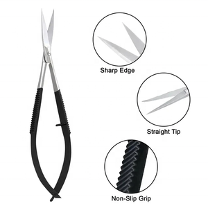 Ciseaux à ressort professionnels haute qualité ruban noir en acier inoxydable coupe des sourcils coupe artisanat ciseaux marque privée - Product Image 4