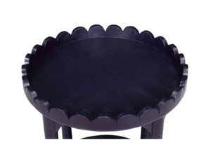 <b>Black</b> Scalloped Coffee <b>Table</b> Round <b>Side</b> <b>Table</b> Two Tier Accent <b>Table</b> for Living Room - Product Image 4
