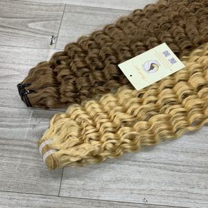 Vente en gros de haute qualité Cuticule bouclée alignée Blonde Brown Bundle Trame de cheveux vierges bruts Cheveux humains vietnamiens - Product Image 5