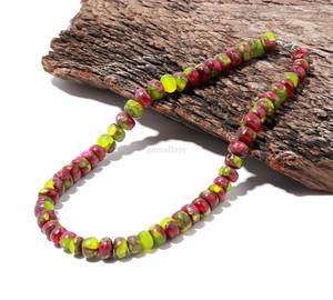 Collar de Turquesa Verde Mohave con Cuentas Redondas, Collar de Turquesa Hecho a Mano con Piedras Preciosas, Joyería Elegante de Turquesa - Product Image 4