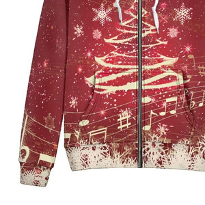 Sudadera con Capucha y Cremallera Completa con Estampado de Árbol de Navidad por Sublimación, Unisex, Casual, de Invierno, a la Moda, con Tu Propio Diseño Personalizado - Product Image 5
