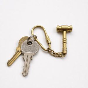 Brass Hammer Keychain <b>Mini</b> Gavel Keychain Solid Brass Tool <b>Keyring</b> Handmade Vintage Key Holder Gift for Lawyer Judge Carpenter - Product Image 1