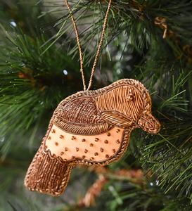 Adornos Navideños de Alta Calidad, Hechos a Mano, Bordados con Cuentas, de Terciopelo y Satén, Personalizables, Calcetines de Santa Claus con Pájaro Gorrión - Product Image 3