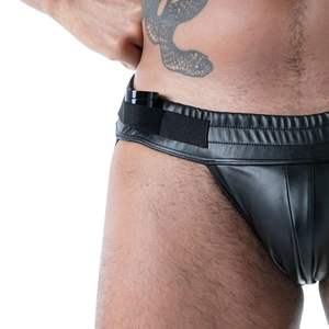 Calzoncillos Kinky con cremallera completa para hombre, de cuero negro, estilo fetish, ajustados, sexys, con cremallera frontal, de punto, transpirables y cómodos. - Product Image 6