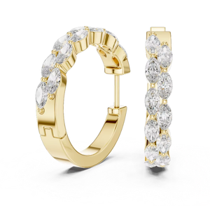 Pendientes de Aro con Moissanita Corte Marquesa, Plata de Ley 925, Certificación GRA, Joyería Fina de Lujo para Mujer, Regalo de Aniversario de Bodas - Product Image 2