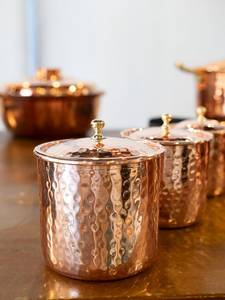 Round Copper Utility Canister Handmade Pantry <b>Storage</b> <b>Jar</b> <b>Kitchen</b> Food Vessel Tea Coffee Sugar Container Spice Holder - Product Image 2