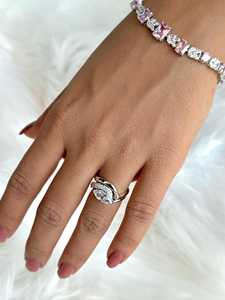 Anillo de banda con diseño de ondas y moissanita marquise de 1.01 quilates para mujer, de plata 925 original, regalo de promesa nupcial para pareja - Product Image 2