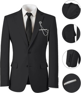เสื้อสูทผู้ชายสีเขียวป่า 2 กระดุม ทรงเข้ารูป สไตล์หรูหรา สำหรับงานพรอม งานแต่งงาน เจ้าบ่าว  แบบกระดุมแถวเดียว เหมาะสำหรับธุรกิจและสำนักงาน - Product Image 4