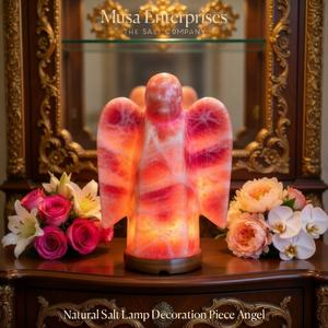 Lámpara de Sal Rosa del Himalaya Natural, Hecha a Mano, Portátil, Decorativa con Forma de Ángel, Luz Nocturna de Cristal, Purificadora de Aire, Energía Curativa para el Hogar - Product Image 1