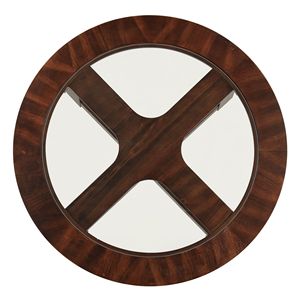 Cylina <b>Solid</b> <b>Wood</b> Round <b>Table</b> Set with 4 Stools Coffee <b>Table</b> and Living Room Furniture Glass <b>Top</b> Elegant Design - Product Image 5