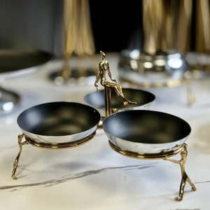 Statue humaine support en métal doré bol en acier inoxydable pour la décoration de la maison bol en argent élégant fantaisie Unique - Product Image 1