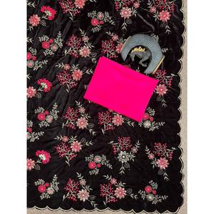 Hermoso vestido de noche sari con bordado de secuencia para fiestas - Product Image 1