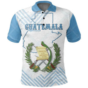 Camisa Polo a Rayas Blancas y Azules para Hombre, Manga Corta, Estampada con la Bandera y el Escudo de Armas de Tuvalu, Corte Regular, Estilo Casual - Product Image 2
